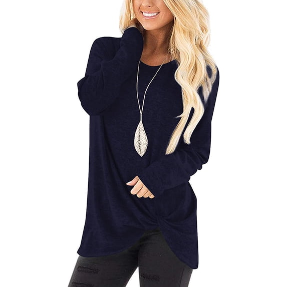 ppyoung Womens Long Sleeve T Shirts Casual Dressy Blouses Twist Knot Tunic Tops for Leggings