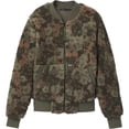 thumbnail image 1 of prAna 2-in-1 Womens Reversible Fleece Bomber Jacket, Kale Green and Wildflower, 1 of 7