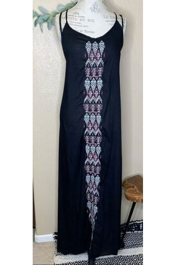 Autumn Size Small (S) Lenzing Modal Woven Tank Maxi Swim Cover Dress Black