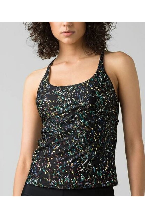 Margot Size Small (S) Multi-Strap Scoop Neck Tankini Top Black Stargazer