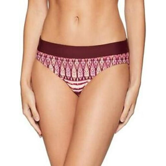 prAna Ramba Size Small (S) Hipster Mid Rise Bikini Bottoms Black Cherry Izabal