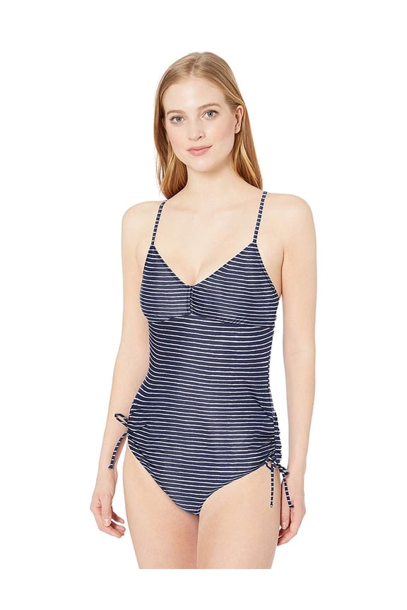 Women's Moorea Onepiece, Blue Anchor Stripe, XSmall