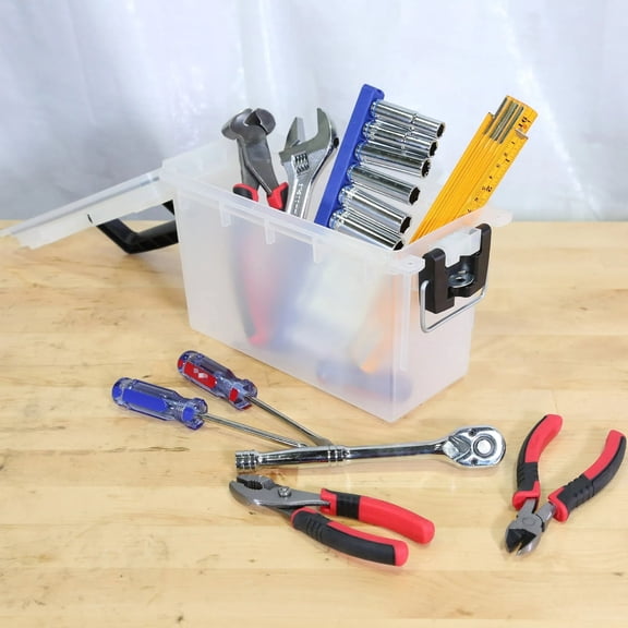 A practical two-piece stacking toolbox, a durable storage box, water and dust-proof, durable in nature, with triple locking mechanism, suitable for tool rooms, garages, and warehouses.