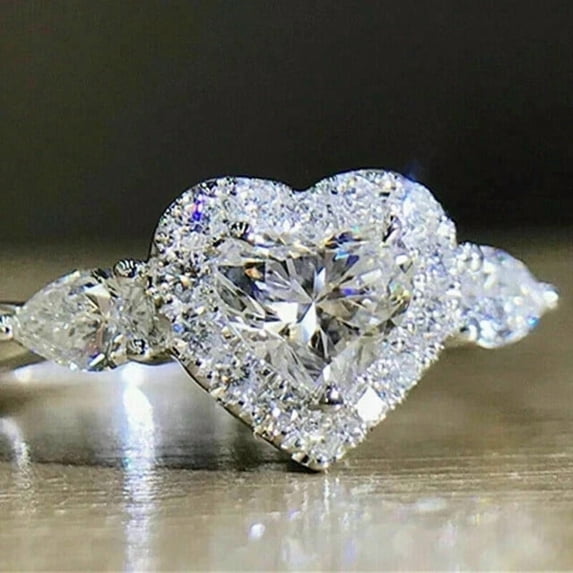 praposal ring heart cut 1.5 ct diamond womens 14k white gold plated
