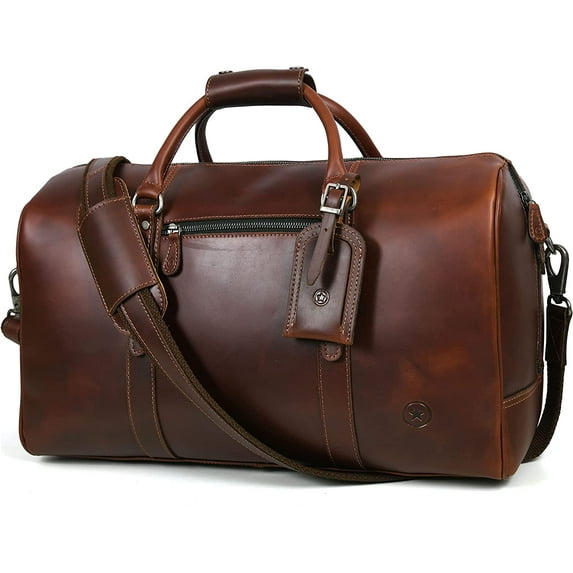 prastara Leather Travel Duffel Bag | Gym Sports Bag Airplane Luggage Carry-On Bag | Gift for Father's Day