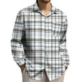 thumbnail image 1 of prcolt Men's Big and Tall Plaid Button Down Shirt Long Sleeve Lapel Lightweight Casual Vintage Cowboy Work Shirts with Pockets, 1 of 4