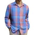 thumbnail image 1 of prcolt Men's Big and Tall Plaid Button Down Shirts Lapel Long Sleeve Dress Shirts Lightweight Casual Work Shirts with Pockets, 1 of 4