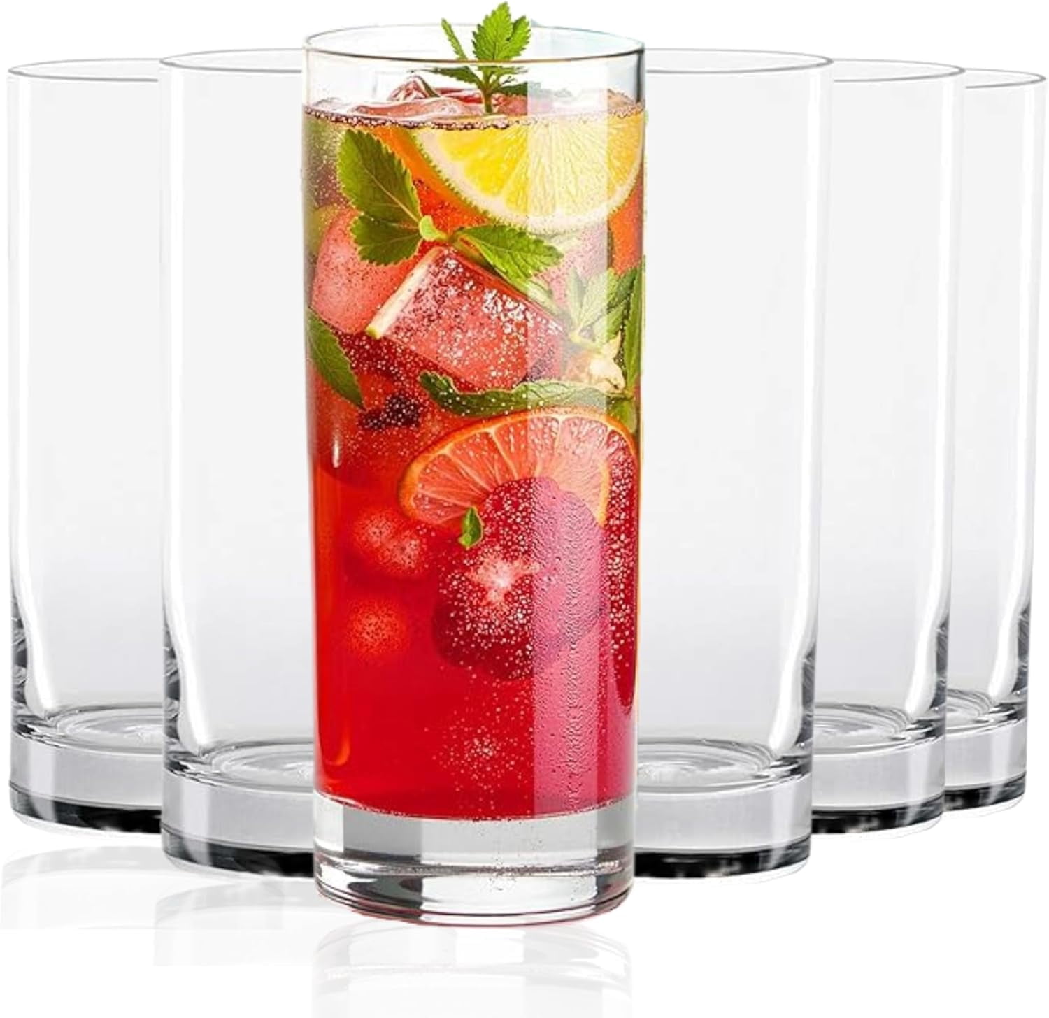 **premium highball glass set - elegant tom collins 15oz glasses set of ...