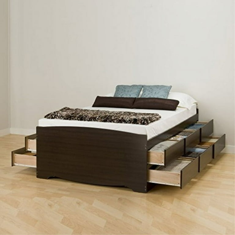 prepac ebq 6212 k tall queen sonoma platform storage bed with 12 drawers espresso Walmart