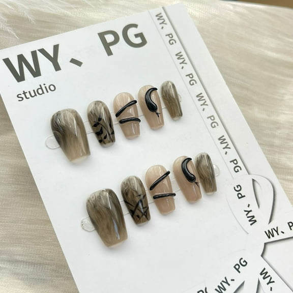 press-on nails Manicure pure handmade wear short ladder wrapped with small snake nail piece advanced customization