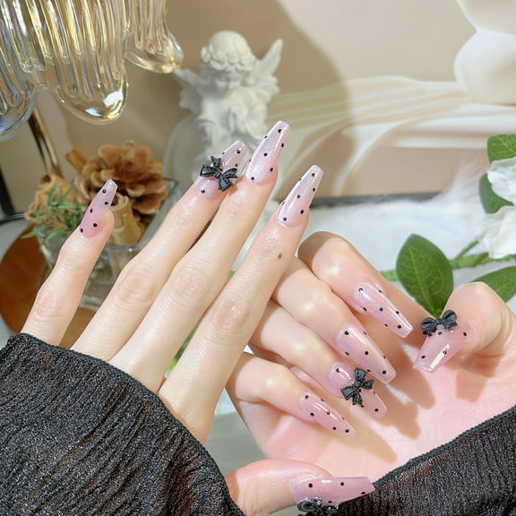press on nails fake Polka dot butterfly handmade boutique wearable nail simple aurora new white sweet cool light luxury advanced