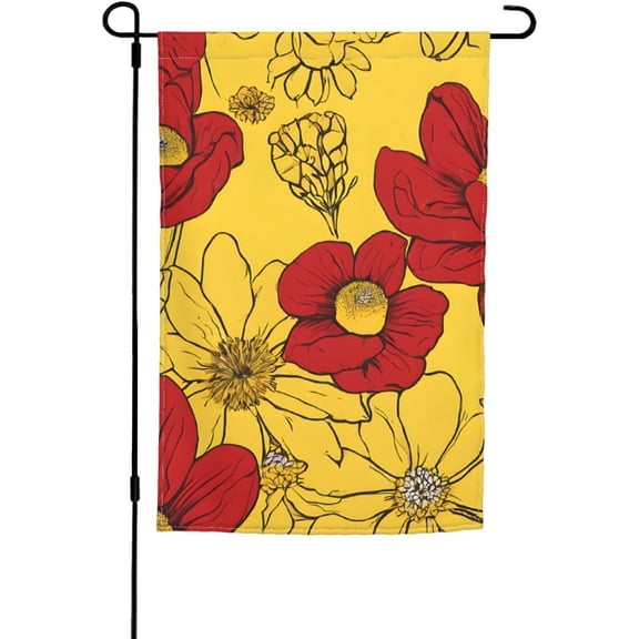 pretty poppy flowers Garden Flag 12x18 Inch Double Sided Outdoor Yard Banner Seasonal Decorative Polyester Flag for Lawn Patio Porch Balcony Flower Bed Summer Home Dcor Flag Only