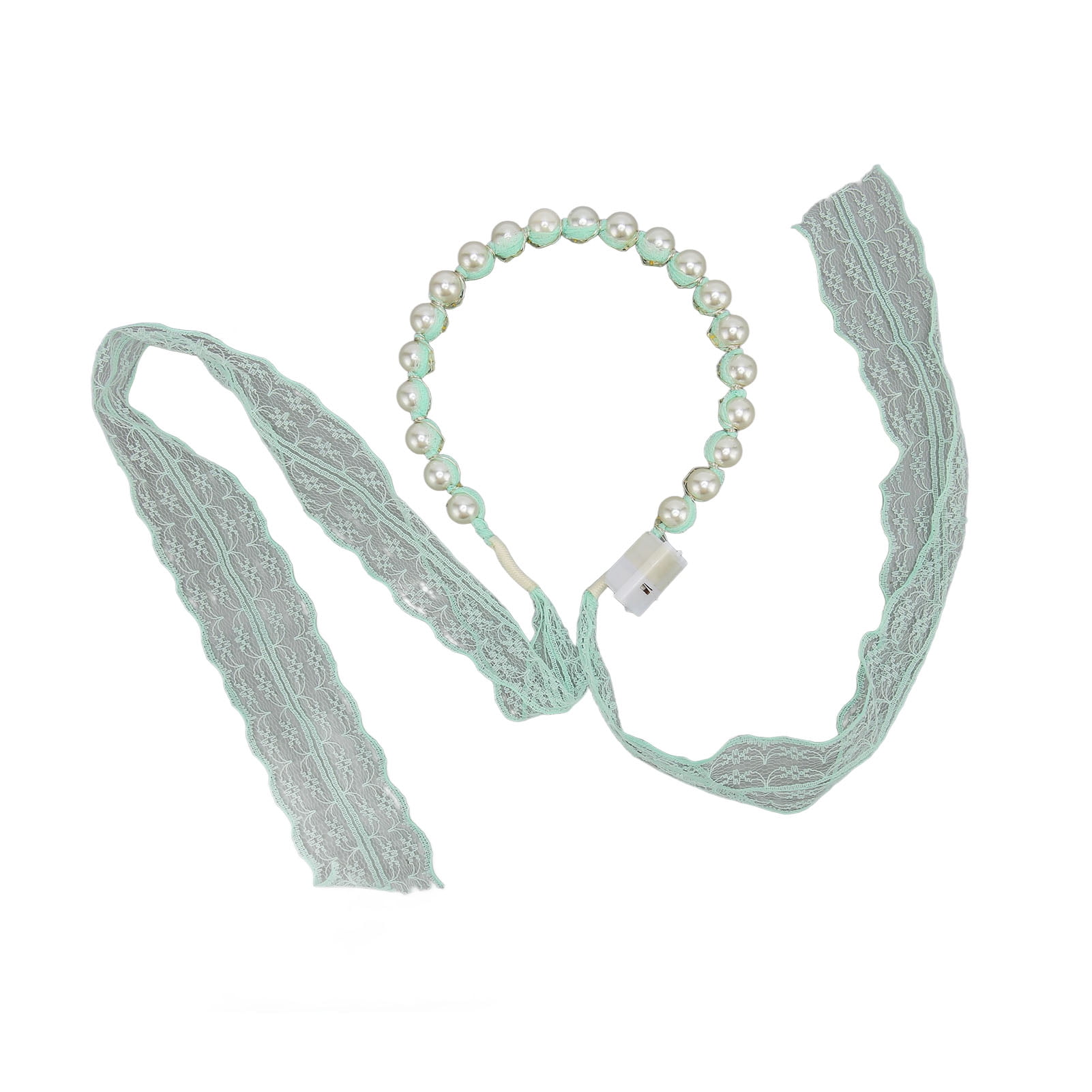 price crash Glow Headband Green Lace Ribbon Pearl Curved Elegant Hair