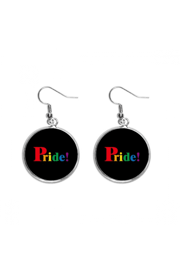 pride lgbt rainbow ear dangle silver drop ear jewelry woman