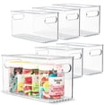thumbnail image 1 of primebox Plastic Food Storage 6 Pack Clear Container Bin with Handles for Organizing Kitchen, Pantry, Refrigerator, Freezer, Pantry, Cabinet, Closet, Bathroom. 10”x4”x5”, 1 of 7