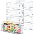 thumbnail image 1 of primebox Plastic Food Storage 8 Pack Clear Container Bin with Handles for Organizing Kitchen, Pantry, Fridge, Freezer, Pantry,Bathroom. 10"x4"3", 1 of 7