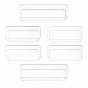 primebox Six Pcs. Plastic Clear Drawer Organizers. Stackable Storage Trays for Kitchen Utensils and Silverware. 2 Sizes. Stackable