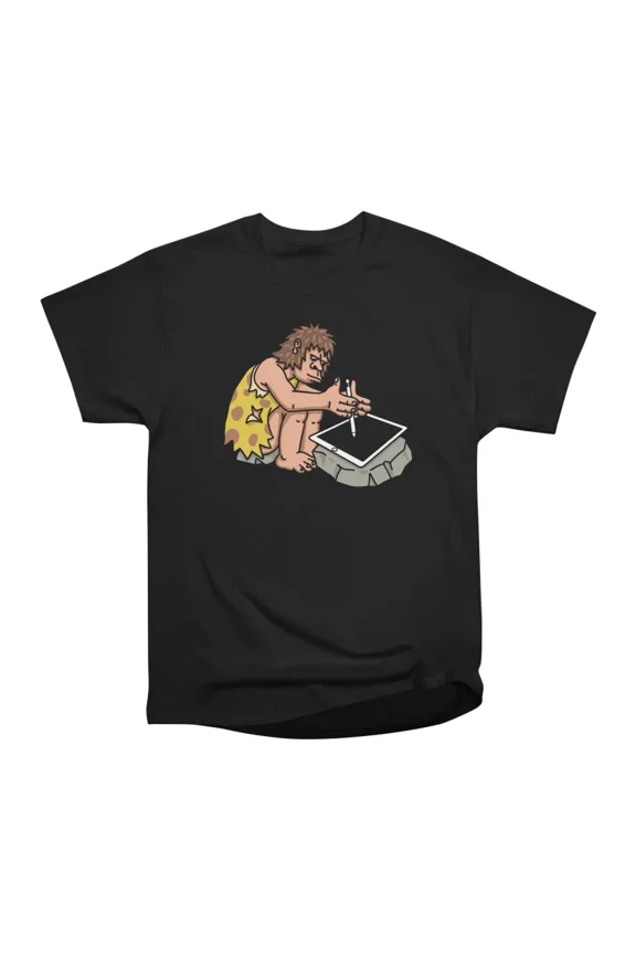 primitive man and tablet T-Shirt Tee Gift For Him Merch For Her Apparel For Friend