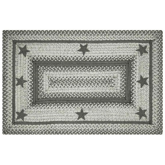 primitive star - plymouth jute braided rug. rectangle.