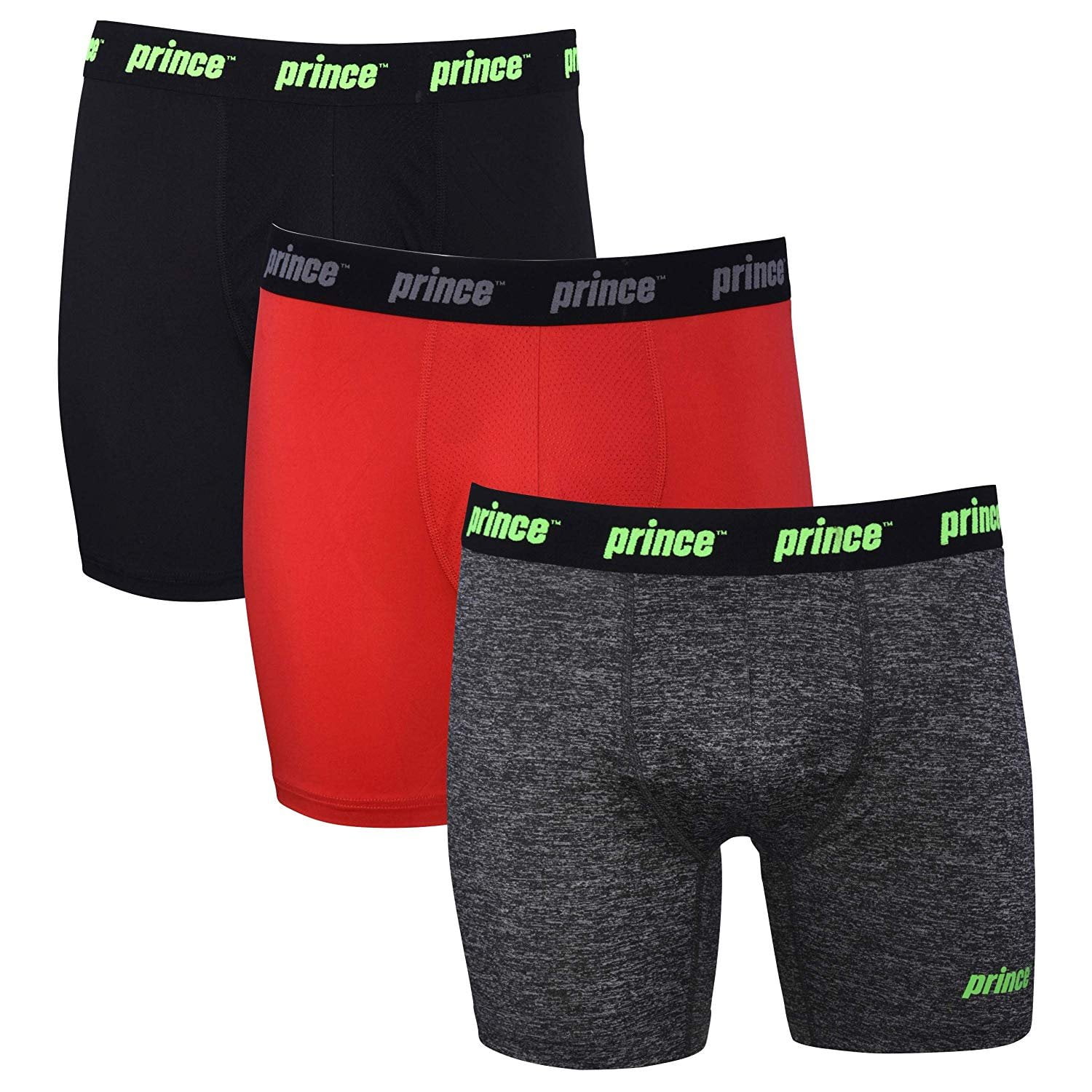 prince Mens Performance Boxer Briefs - 3-Pack Performance Fit Stretch  Underwear No Fly Breathable Moisture Management 