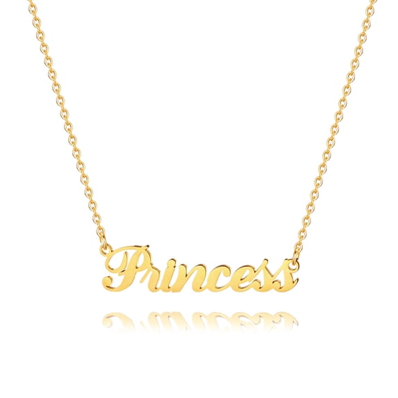 princess Name Necklace, 18K Gold Filled Custom Name Necklace Personalized Necklace for Women Girls Kids