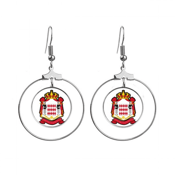 principality of monaco national emblem earrings dangle hoop jewelry drop circle