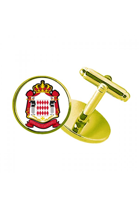 principality of monaco national emblem studded business metal cufflinks en