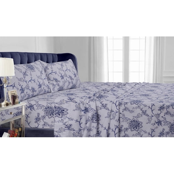 printed deep pocket flannel sheet set