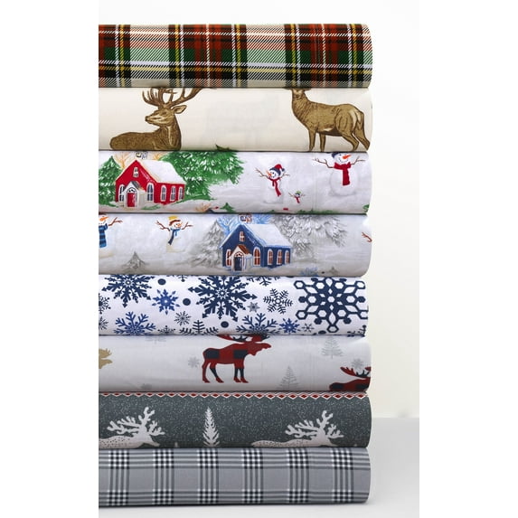 printed flannel extra deep pocket sheet set