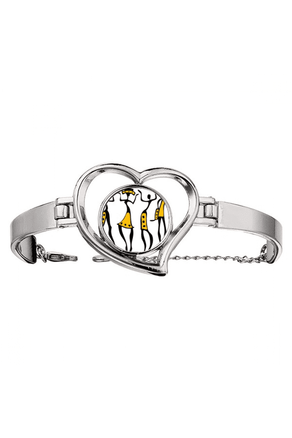 pritive afaboriginal black totems drawing bracelet heart jewelry wire bangle