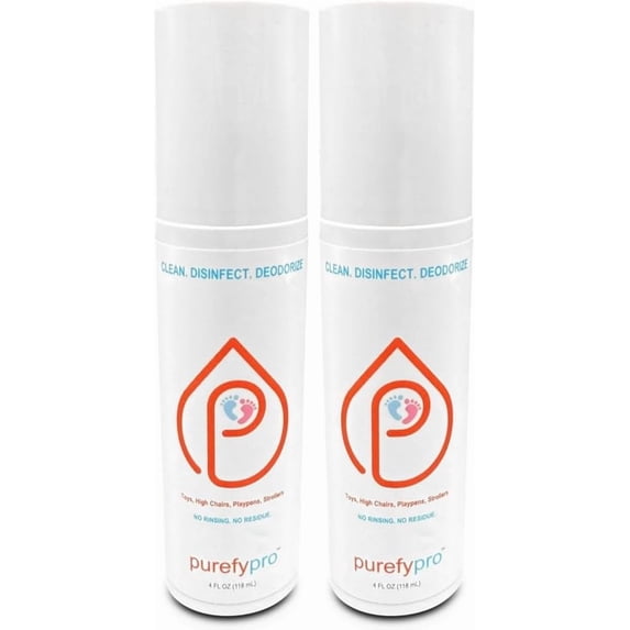 pro Disinfectant Spray (4oz, 2pk) for Toys, High Chair, Playpen, Strollers - Kills 99.9999% E Coli, Norovirus, Flu Viruses, Viruses, MRSA, Bacteria, Fungi, No Rinse, No Residue