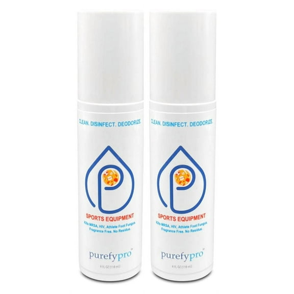pro Sports Equipment Disinfectant Spray - (4oz, 2pk) Kills 99.9999% MRSA, HIV, Athlete Foot Fungus, Virus and Fungi. No Rinse, No Residue. Sports Pads, Yoga Mats, Shoes, Boxing Gloves Euipment