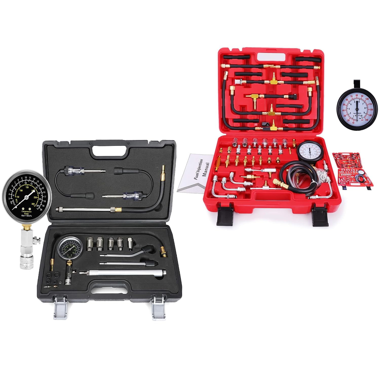Fuel Pressure & Compression Tester Kit - Professional Automotive Diagnostic Tool Set