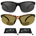 thumbnail image 1 of proSPORT 2 Pairs 1.75 Bifocal Reader Sunglasses Dark Gray Smoke & Brown Lens Sport Wrap Polycarbonate Golf Cycling Driving Running Tennis Motorcycle Men Women, 1 of 5