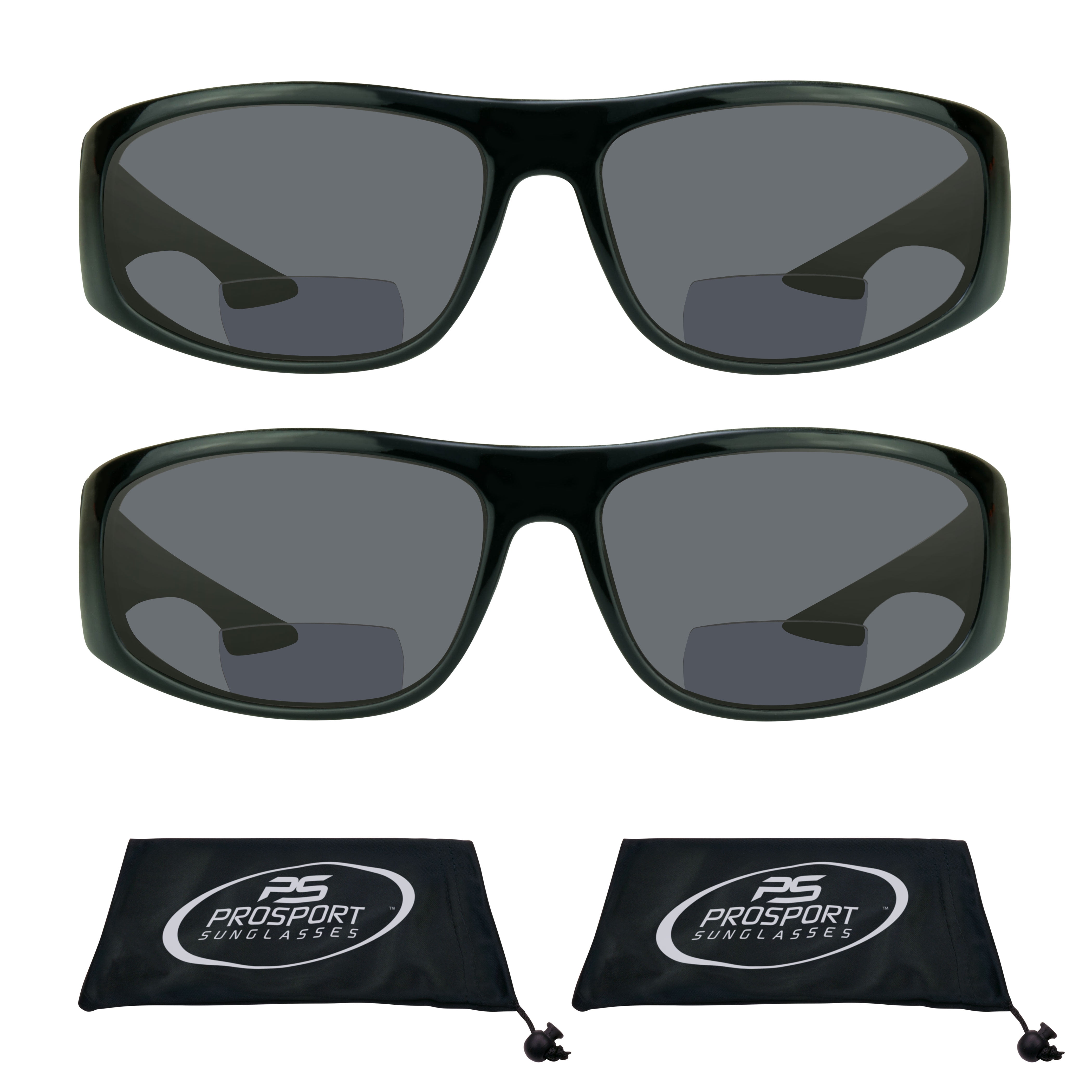 proSPORT 2 Pairs BIFOCAL Sunglasses for Men and Women. Sporty Wraparound Full Frame with Nearly Invisible Line