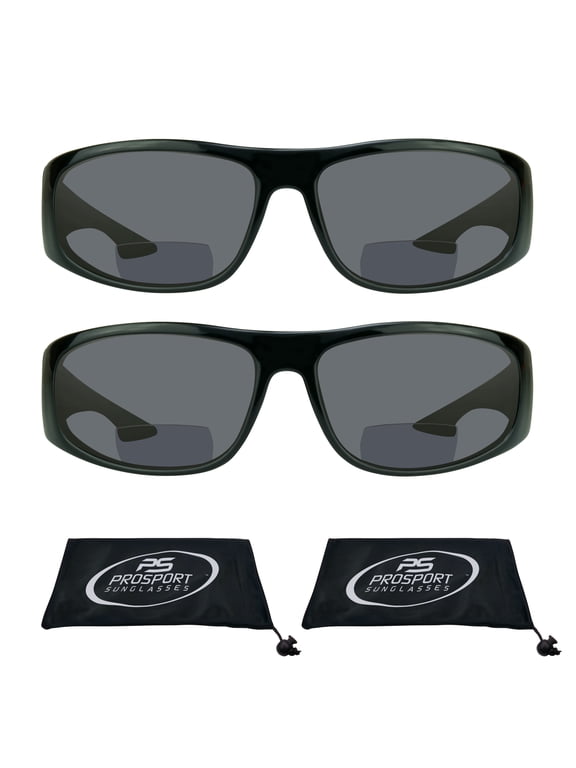proSPORT 2 Pairs BIFOCAL Sunglasses for Men and Women. Sporty Wraparound Full Frame with Nearly Invisible Line