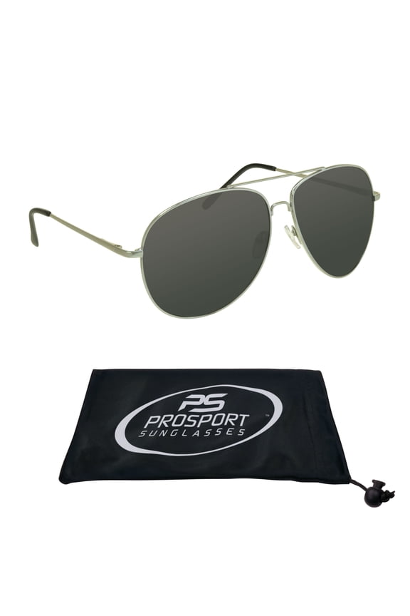 proSPORT Aviator Big & Tall Sunglass Mens Oversize Extra Large & Wide Fit Silver Frame Smoke Lens