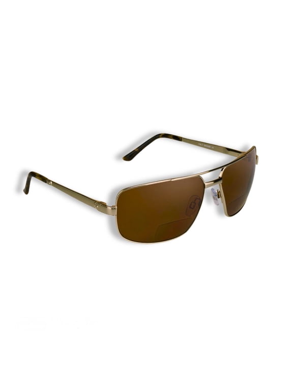 proSPORT Aviator Polarized Bifocal Sunglass Reader Gold Frame Brown Lens Men Women