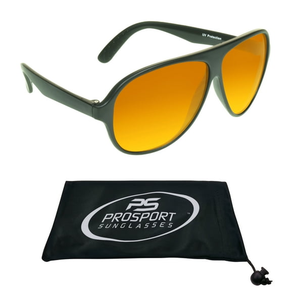 proSPORT Aviator Sunglass Blue Light Blocker HD Black Unisex Adult