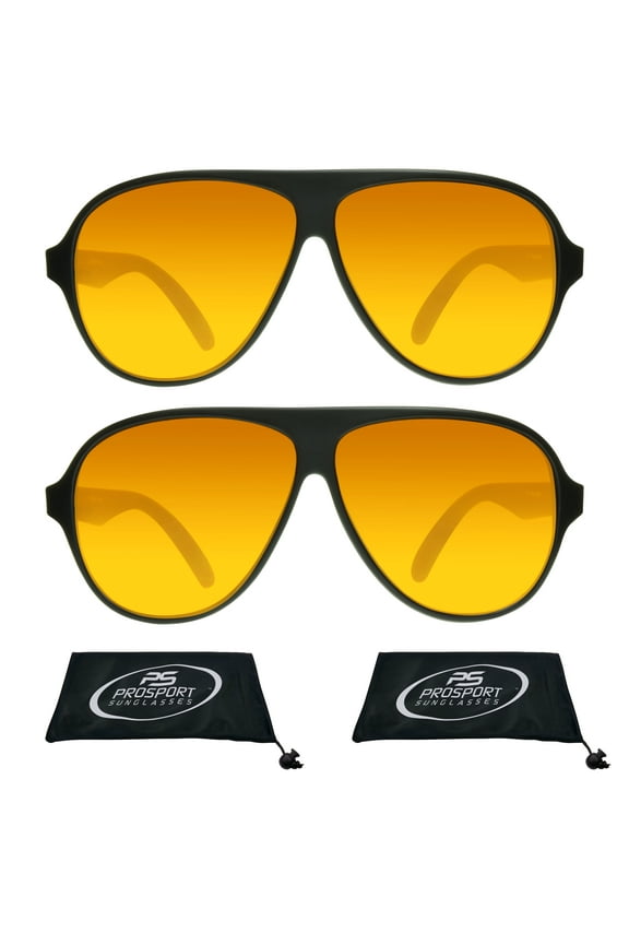 proSPORT Aviator Sunglasses Blue Light Blocker HD Amber Casual Black Men Women 2 Pairs