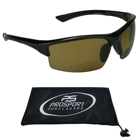 proSPORT BIFOCAL Reading Sunglass Brown Wrap-Around Semi Rimless Men Women