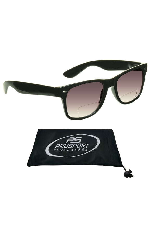 proSPORT BIFOCAL Reading Sunglass Horn Rimmed Square Men Women Black Gray