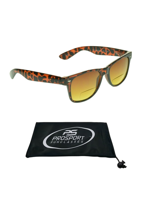 proSPORT BIFOCAL Reading Sunglass Horn Rimmed Square Men Women Tortoise HD