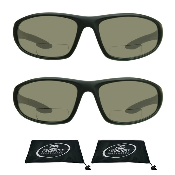 proSPORT BIFOCAL Safety Reading Sunglass Reader Wrap Men & Women Gray 2 Pairs