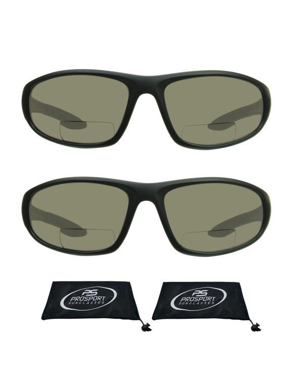 proSPORT BIFOCAL Safety Reading Sunglass Reader Wrap Men & Women Gray 2 Pairs