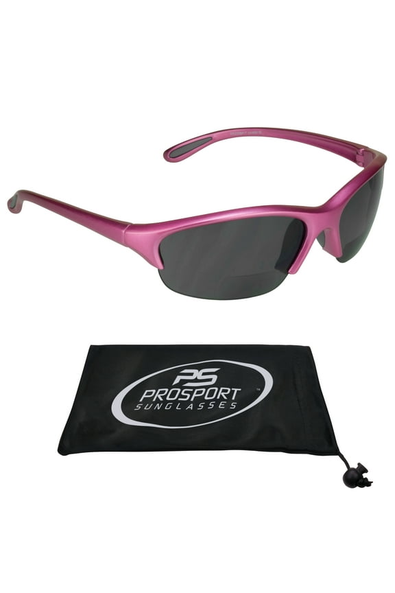 proSPORT BIFOCAL Safety Sunglass Reader Pink Semi Rimless Frame Women