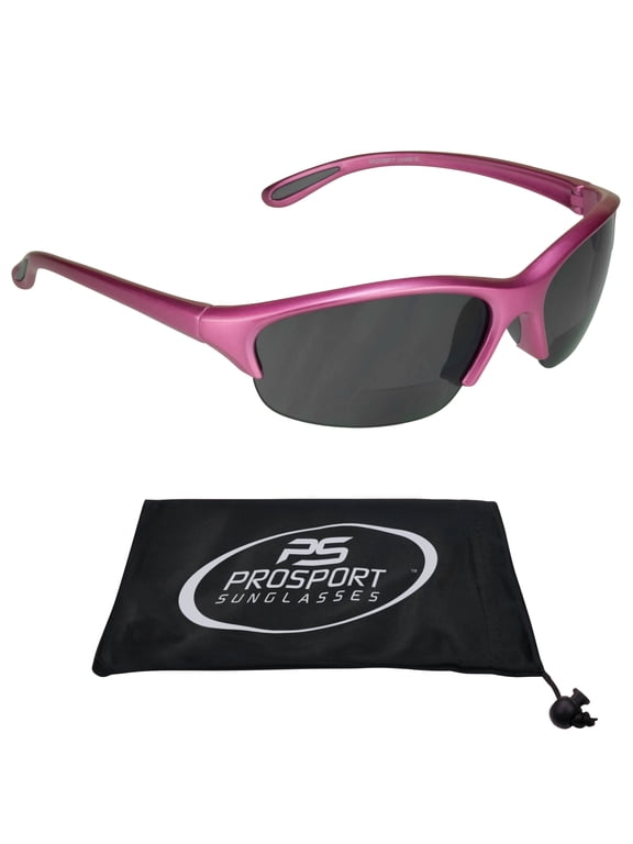 proSPORT BIFOCAL Safety Sunglass Reader Pink Semi Rimless Frame Women