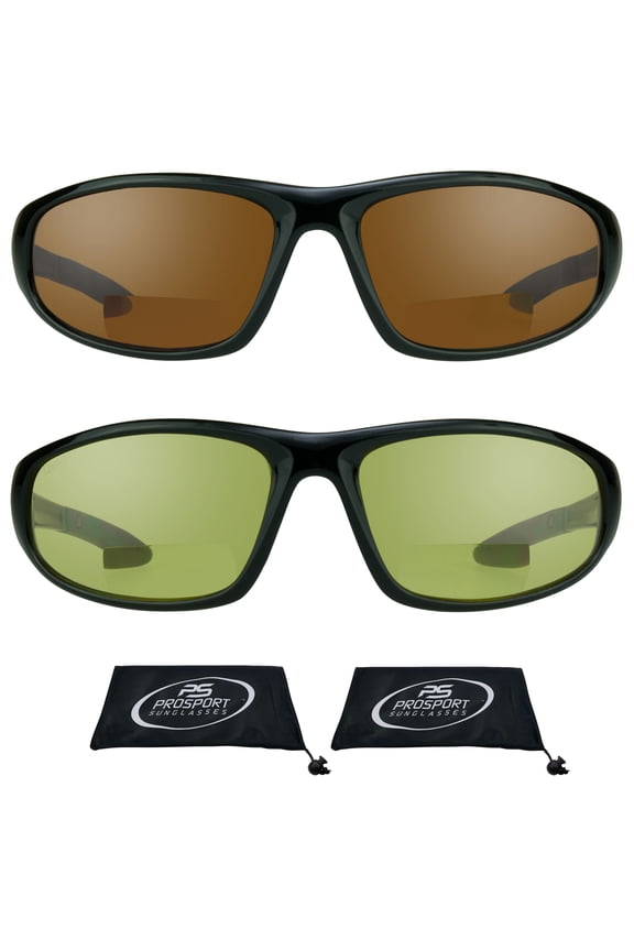 proSPORT BIFOCAL Safety Sunglass Reader Z87 Sport Wrap Men & Women HD & Yellow
