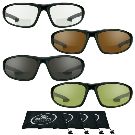 proSPORT BIFOCAL Safety Sunglass Reader z87 Men Women Smoke Clear Yellow HD