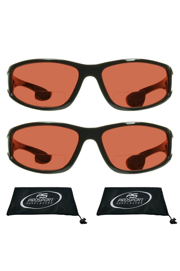 proSPORT BIFOCAL Sunglass Reader HD Amber Blue Blocker Sport Wrap Around Men Women 2 pairs